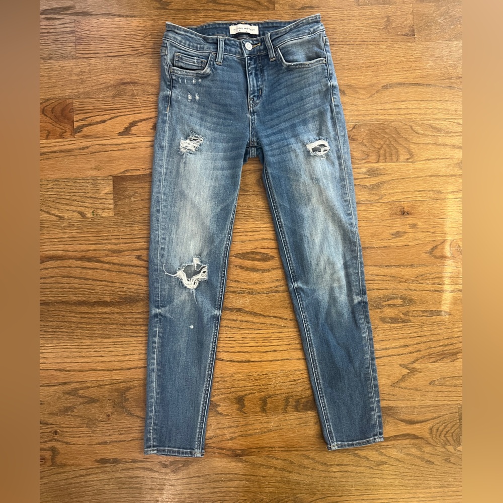 Flying Monkey Mid Rise Distressed Skinny Jeans Medium Blue Size 26